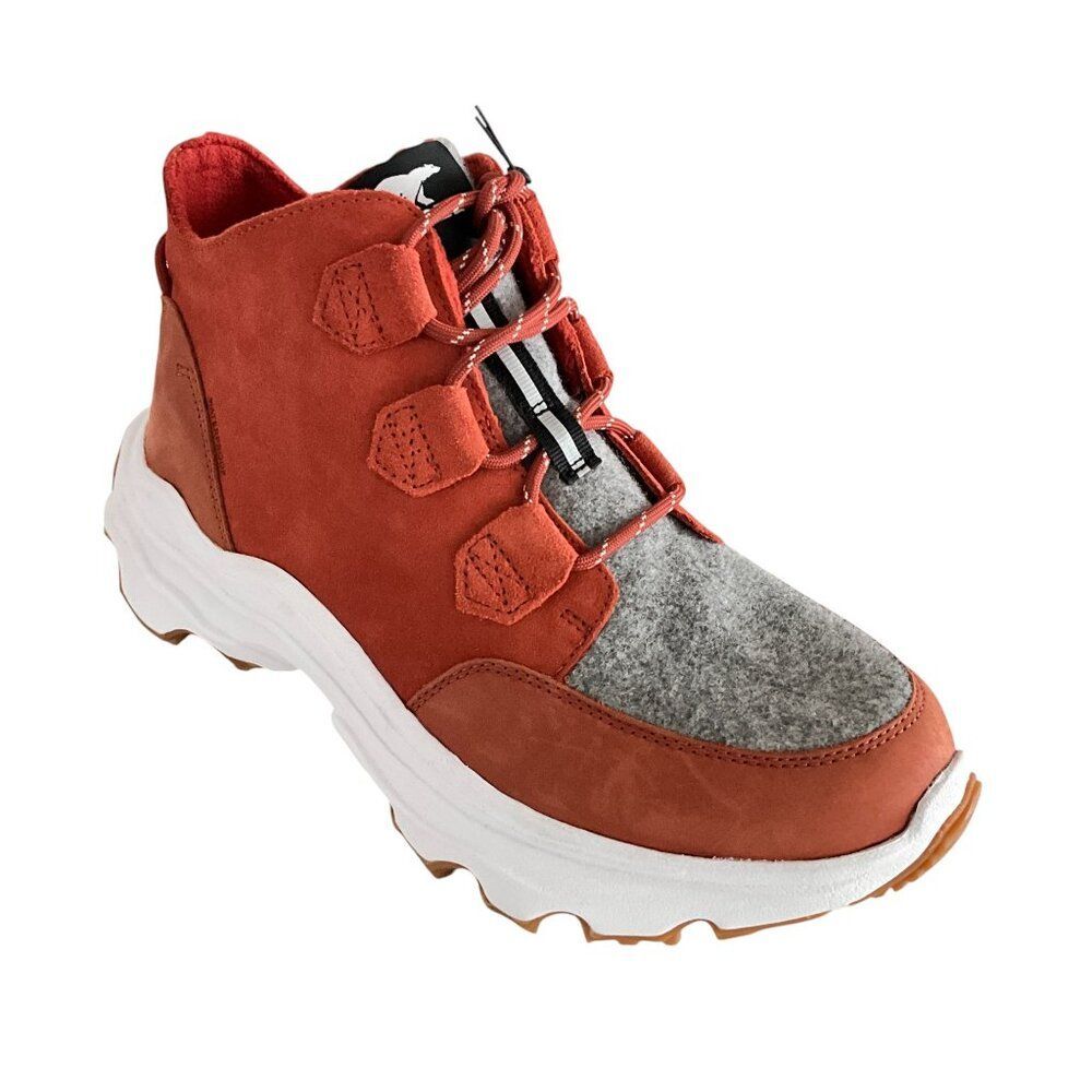 Sorel Waterproof Pieced Leather & Felt Lace-up Sneaker Boot Red 11